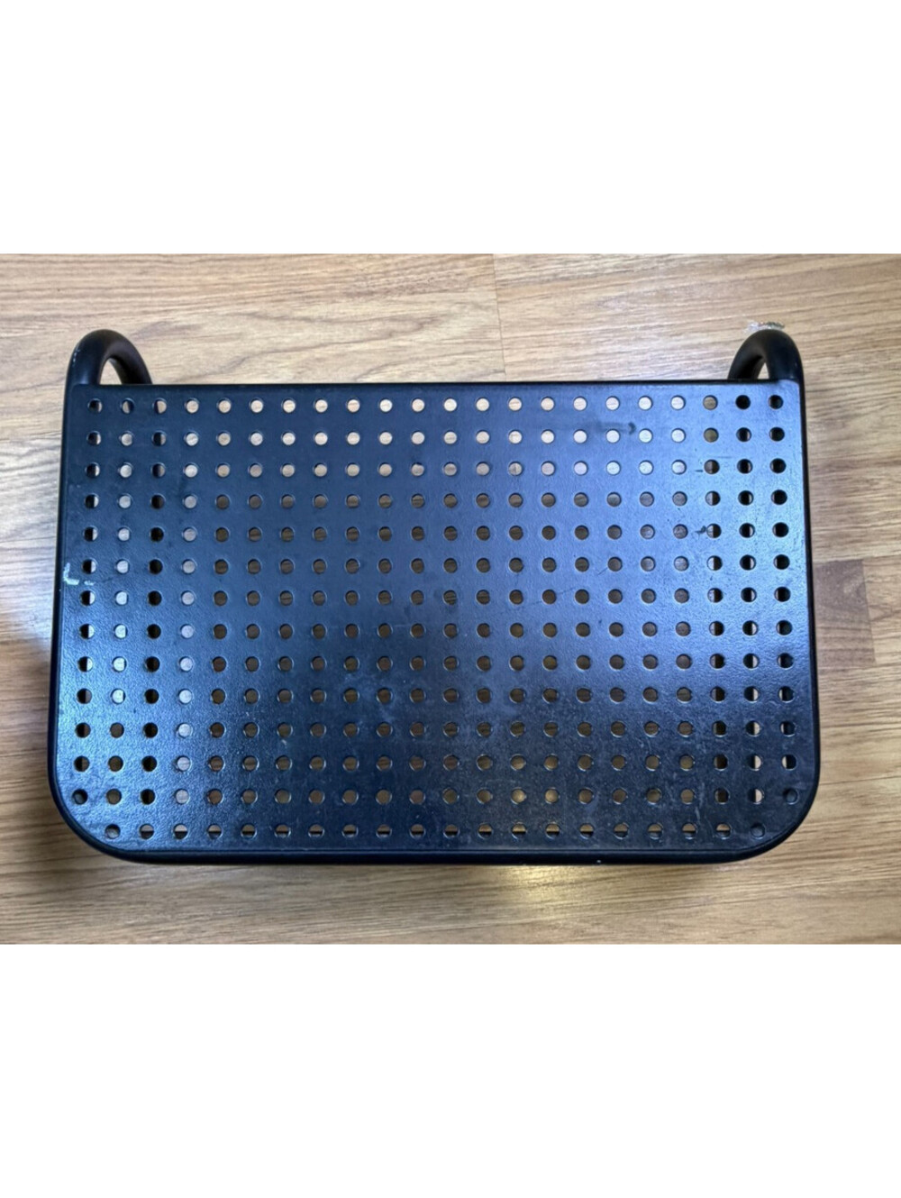 Black Metal Perforated Monitor Stand Riser Desktop Laptop Organizer 14x9